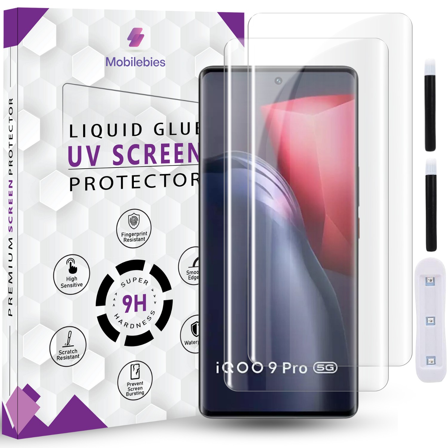 Tempered Glass For IQOO 9 Pro Premium HD+ UV Glass Screen Protector Guard Secondary image