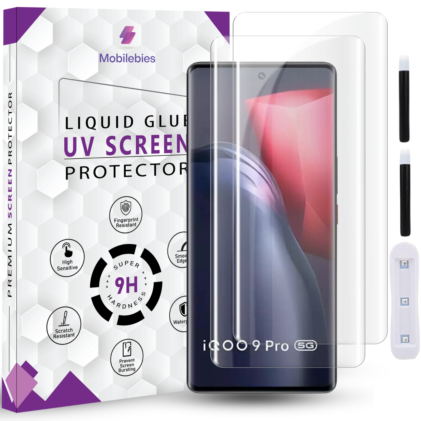 Tempered Glass For IQOO 9 Pro Premium HD+ UV Glass Screen Protector Guard