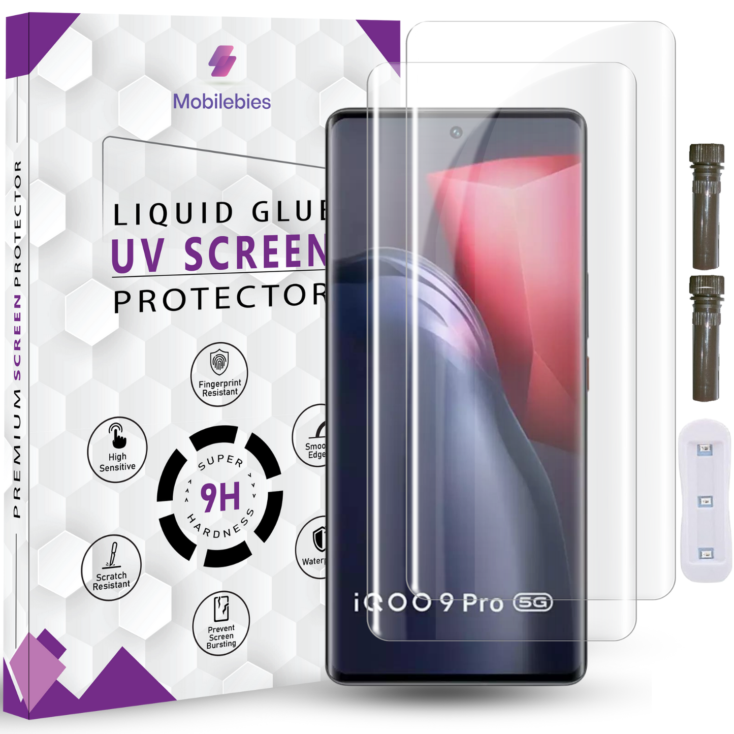 Tempered Glass For IQOO 9 Pro Advanced HD+ UV Glass Screen Protector Guard