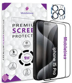 2 Pack Tempered Glass & a Camera protector for iphone 15 Pro Premium Screen Protector Guard & Camera Lenns Protecor