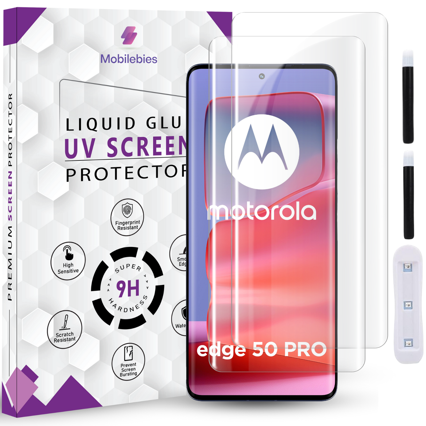 Tempered Glass For Motorola Edge 50 Pro Premium HD+ UV Glass Screen Protector Guard