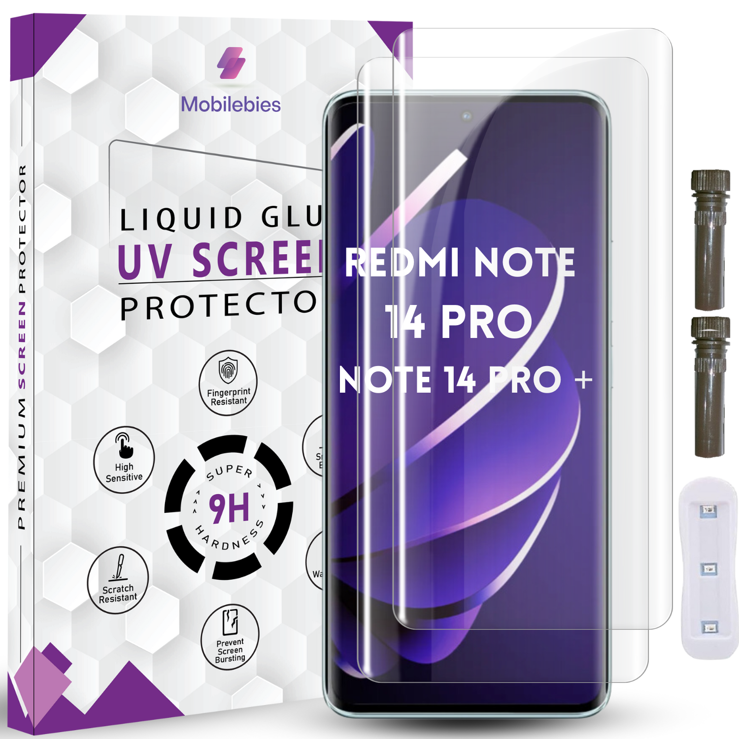 Tempered Glass For Redmi Note 14 Pro Advanced HD+ UV Glass Screen Protector Guard Secondary image