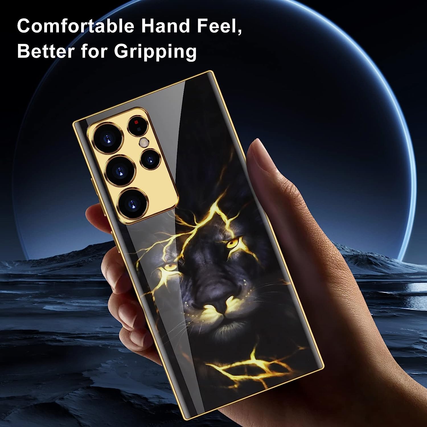 Samsung Galaxy S23 Ultra Electroplating Glass Lion Case Secondary image