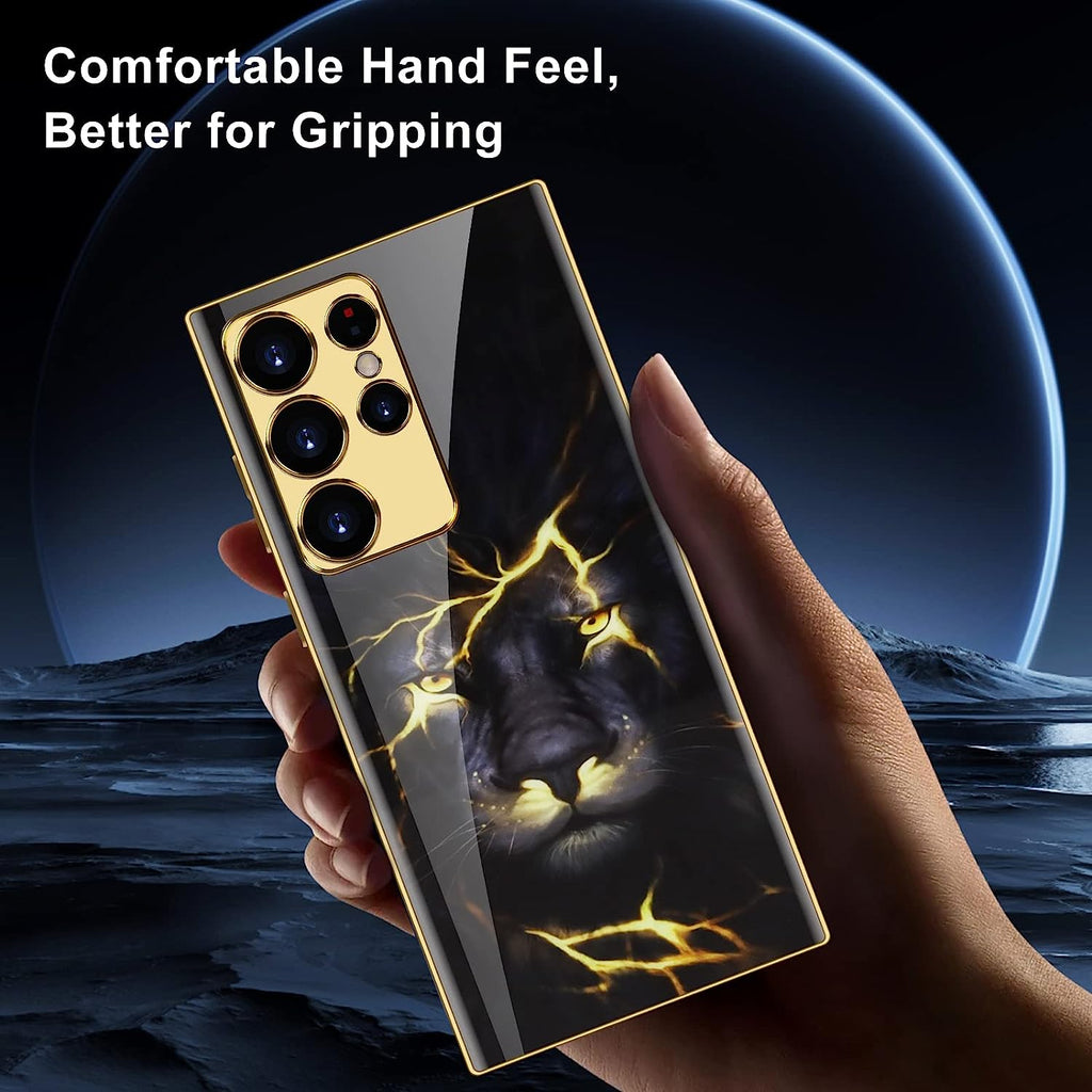 Samsung Galaxy S23 Ultra Electroplating Glass Lion Case