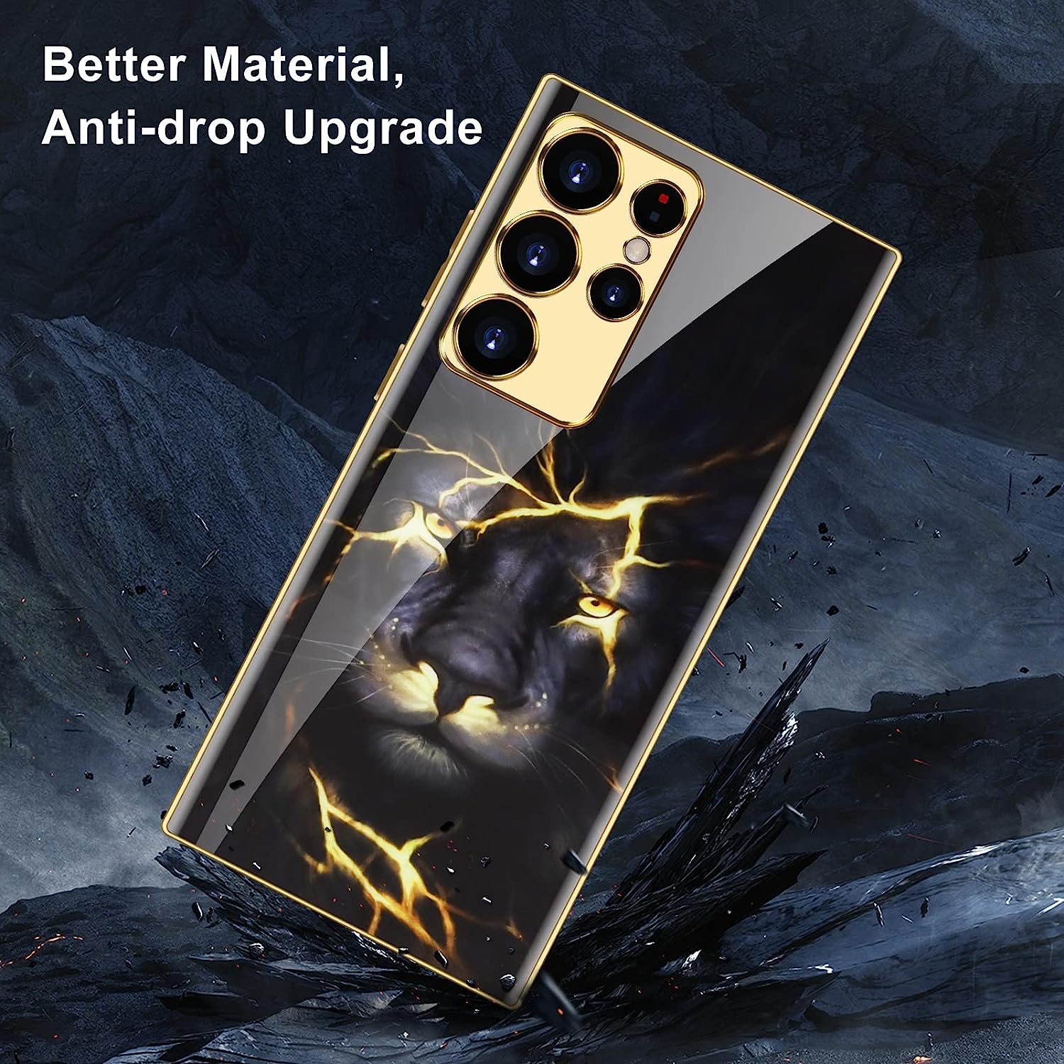 Samsung Galaxy S23 Ultra Electroplating Glass Lion Case