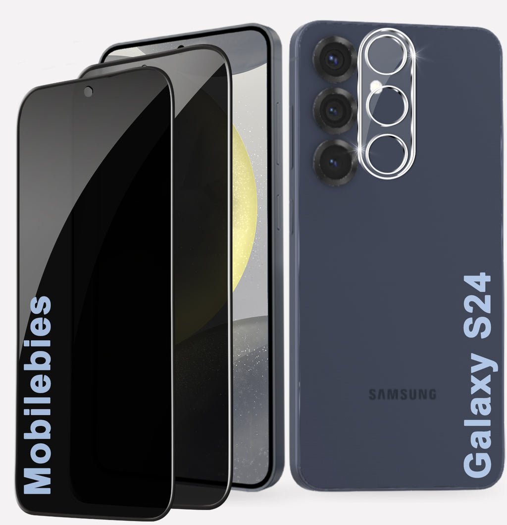 2 Pack Privacy Tempered Glass & a Camera protector for Samsung S24 Privacy Screen Protector Guard & Camera Lenns Protecor