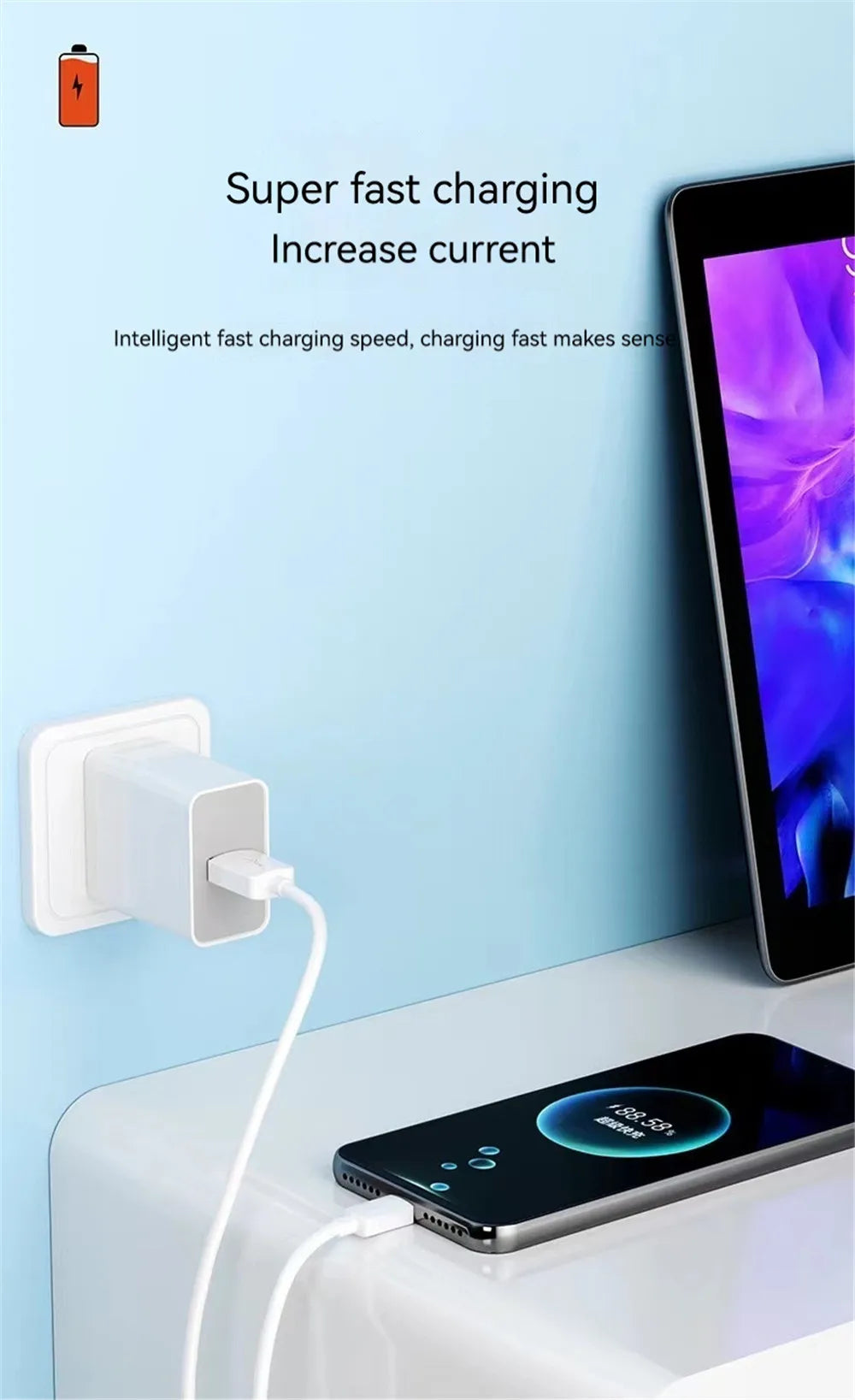 Mobilebies USB Type-A to Type-C Cable Fast Charger Cable Power Delivery Data Charging Cord ( White )