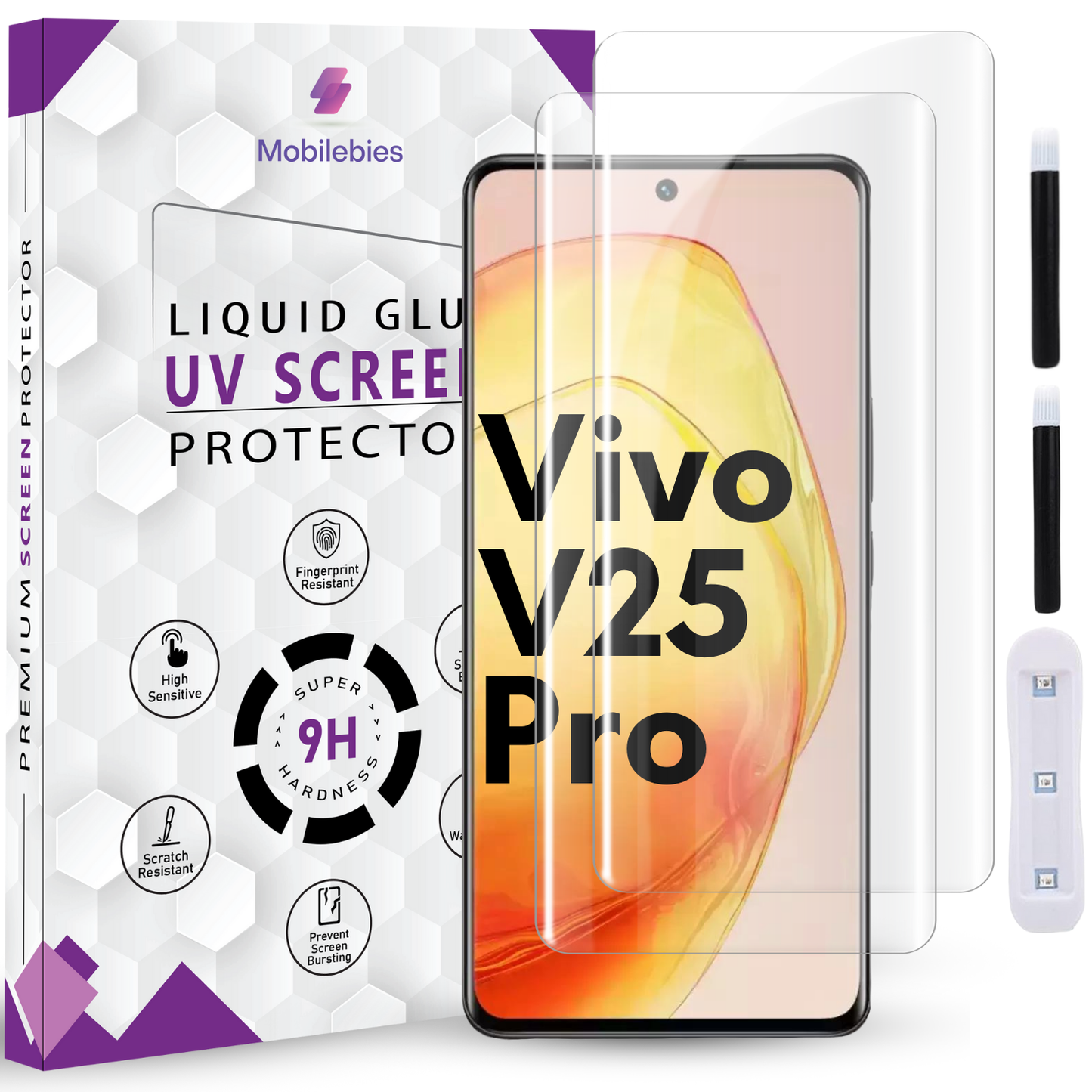 Tempered Glass For Vivo V25 Pro Premium HD+ UV Glass Screen Protector Guard