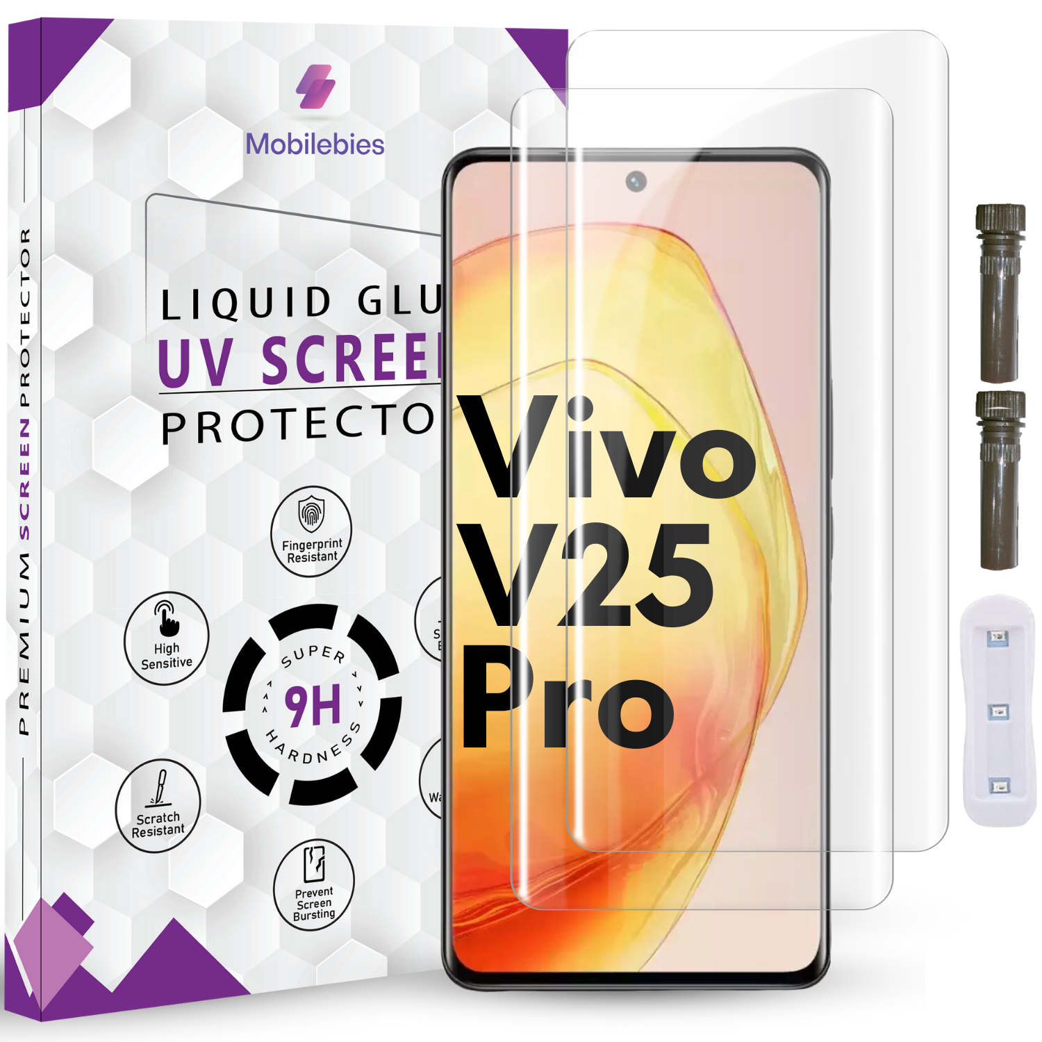 Tempered Glass For Vivo V25 Pro Advanced HD+ UV Glass Screen Protector Guard Secondary image