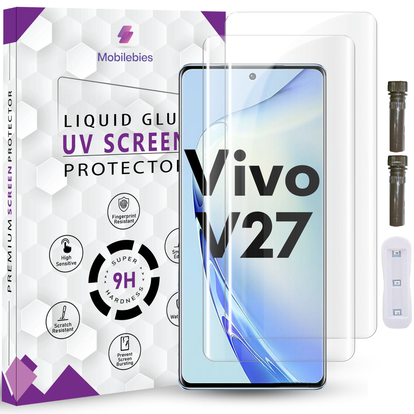 Tempered Glass For Vivo V27 Advanced HD+ UV Glass Screen Protector Guard